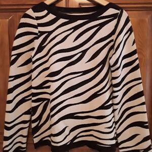 Ann Taylor Small boat neck black/tan animal print sweater.
